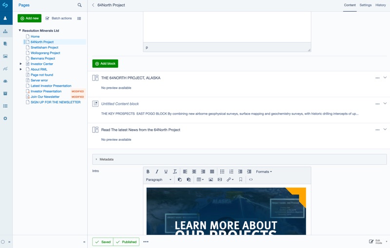 SilverStripe Website Screenshot