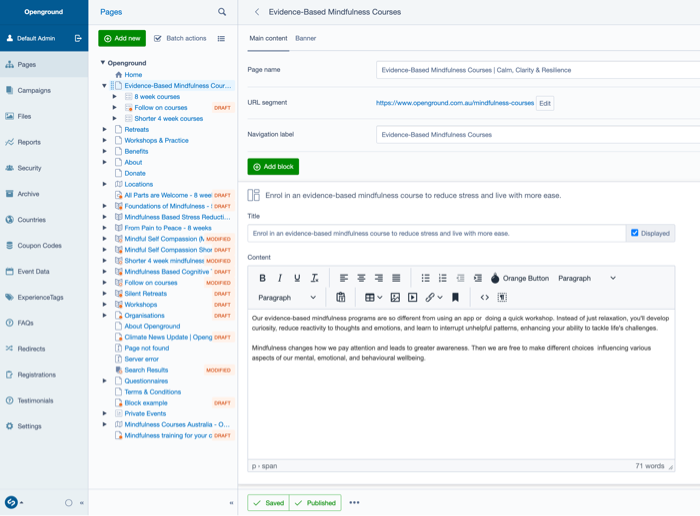 Thumbnail image of web project on SilverStripe